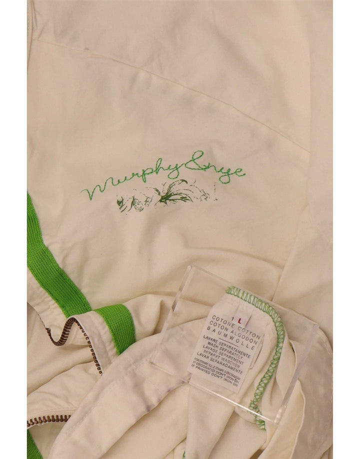 Murphy & Nye Graphic Bomber Jacket til kvinder UK 16 Stor hvid bomuld