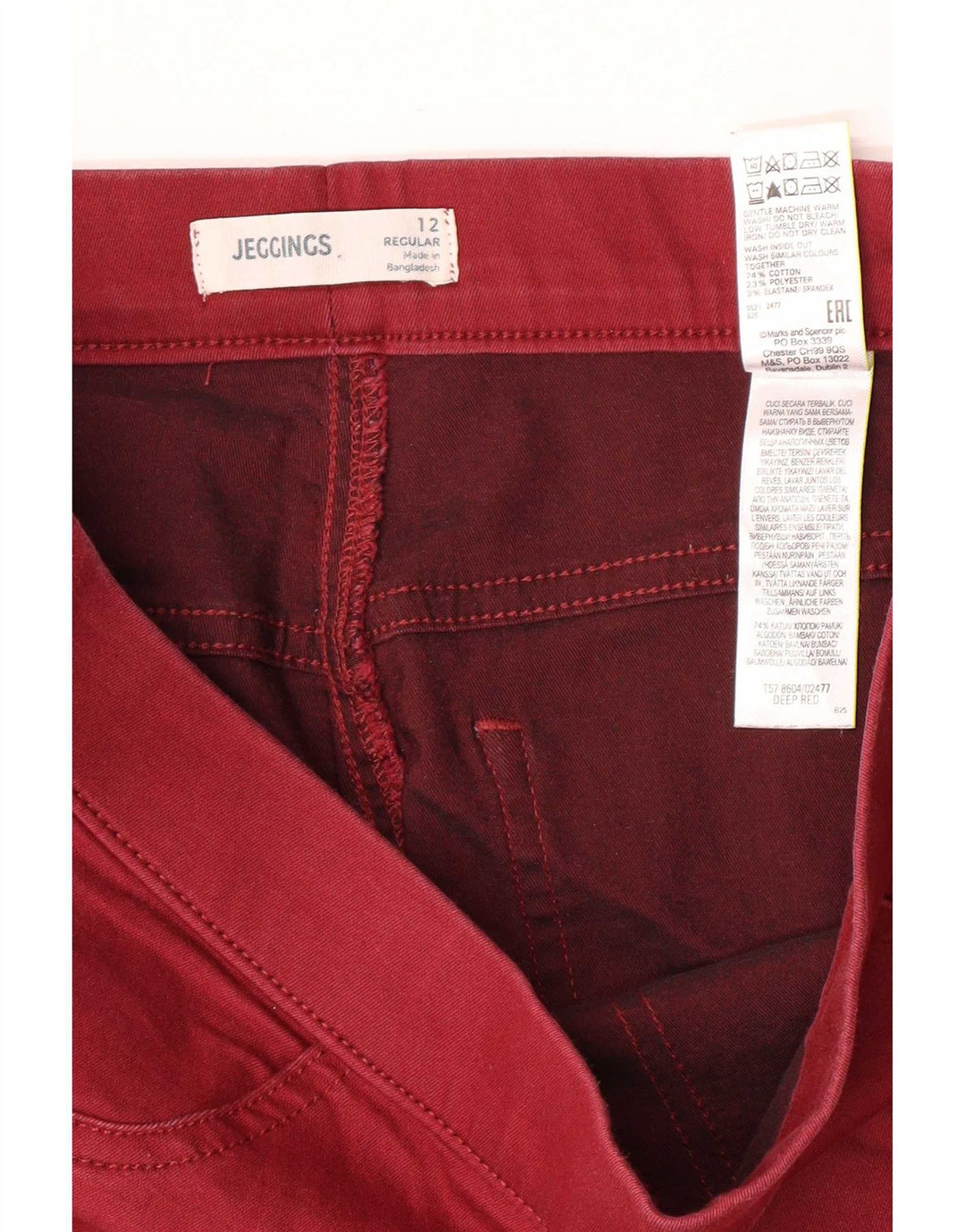 Marks & Spencer Dame Jegging Jeans UK 12 Medium W30 L28 Rød Bomuld