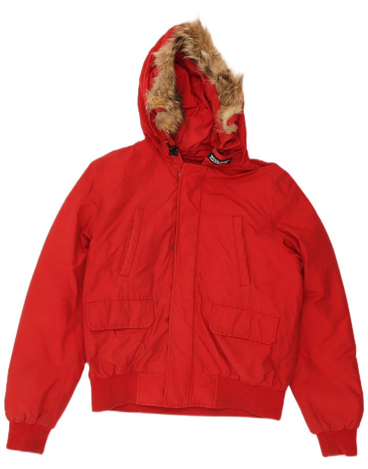 Woolrich hættejakke til drenge 13-14 år rød bomuld