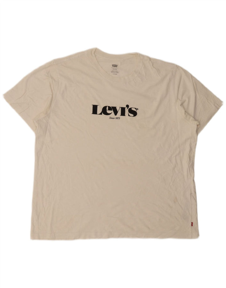 Levi's Herre afslappet grafisk T-shirt top XL hvid bomuld