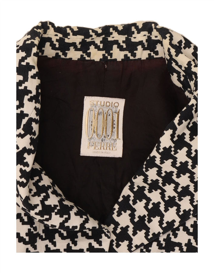 FERRE Womens 2 Button Blazer Jacket UK 8 Small Black Houndstooth Vintage Ferre and Second-Hand Ferre from Messina Hembry 