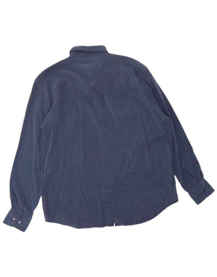 Vintage herreskjorte medium marineblå silke