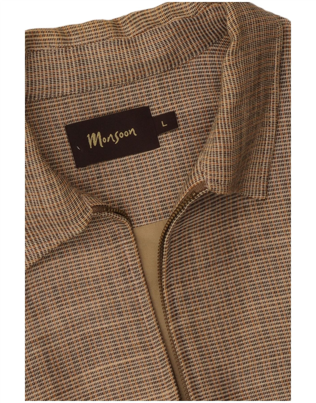 Monsoon Herre Bomber Jacket UK 40 Large Beige Check