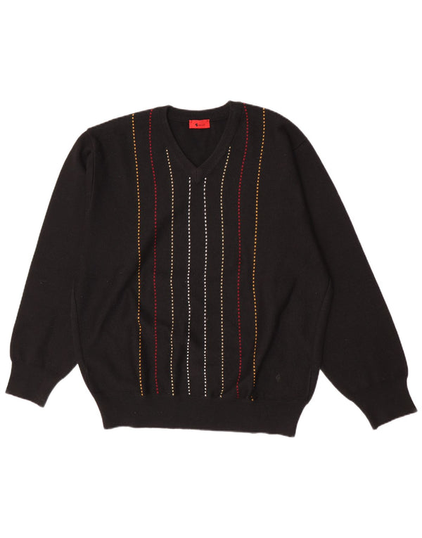 Gabicci Herre V-hals sweater XL sort stribet uld
