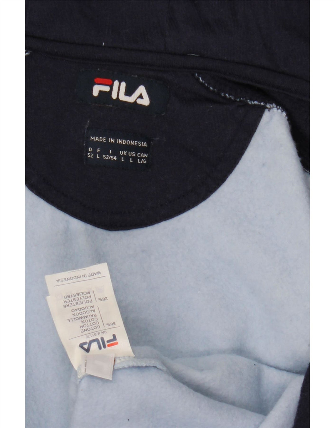 Fila Hættetrøje med lynlås til mænd Large Blue Colourblock Bomuld