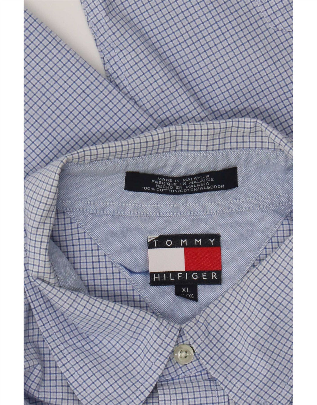 Tommy Hilfiger herreskjorte XL blå ternet bomuld