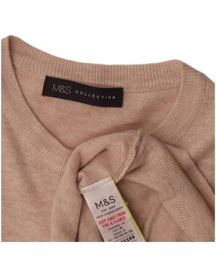 Marks & Spencer Dame Crop Cardigan Sweater UK 12 Medium Pink Flecked