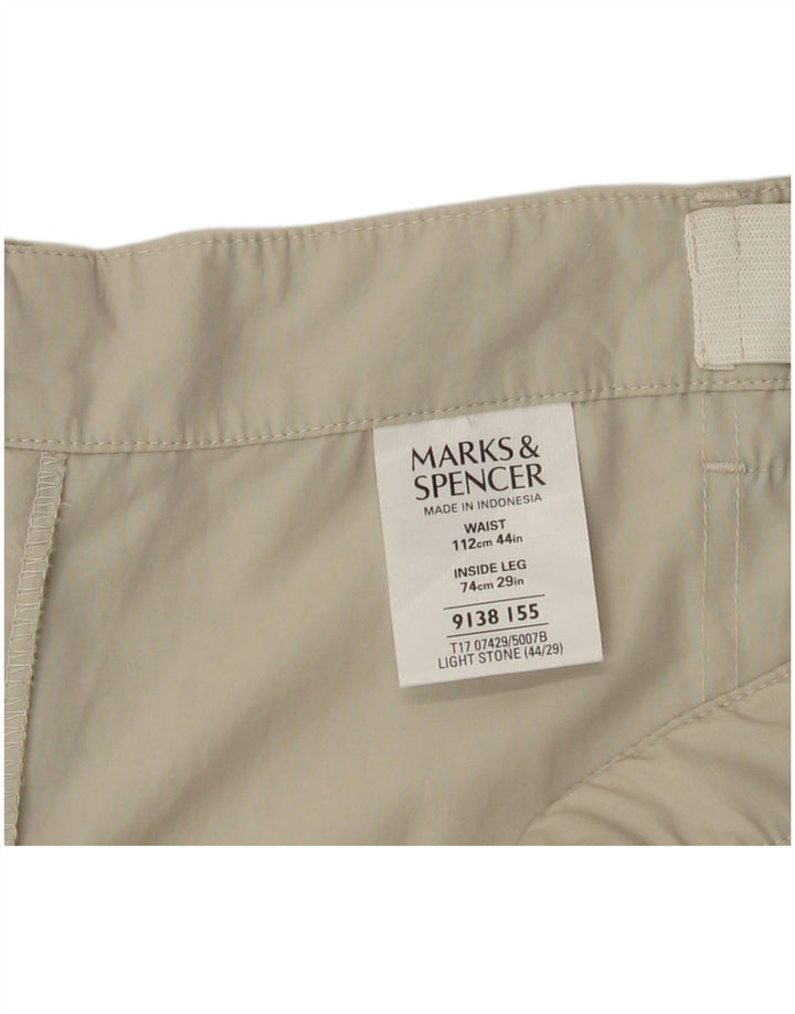 Marks & Spencer Herre Straight Cargo Bukser W44 L29 Beige Polyamid