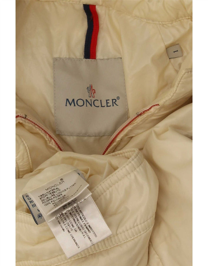 Moncler Womens Bomber Jacket Størrelse 1 Small Off White Polyamid