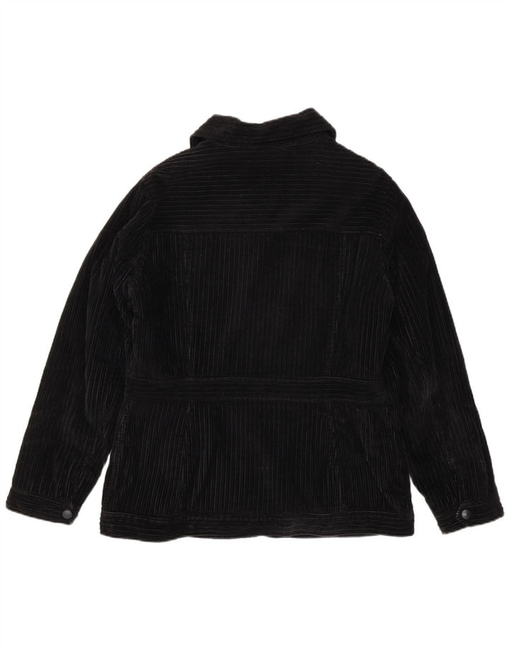 BASIC Womens Corduroy Jacket UK 16 Large Black