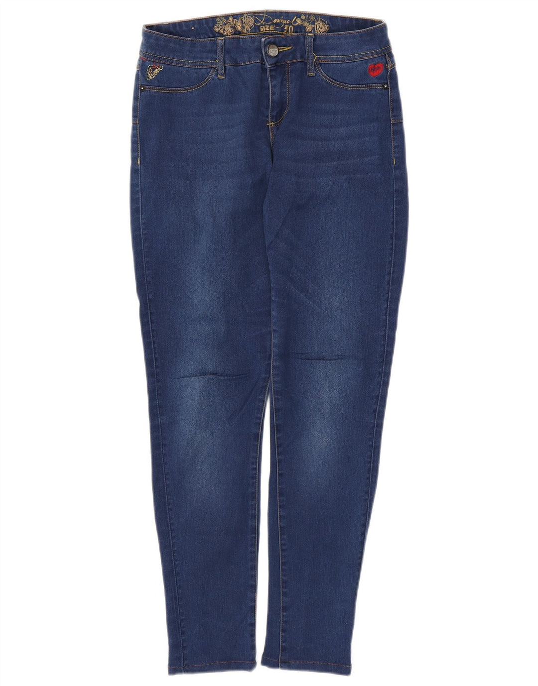 DESIGUAL Dame Skinny Jeans W30 L29 Blå Bomuld