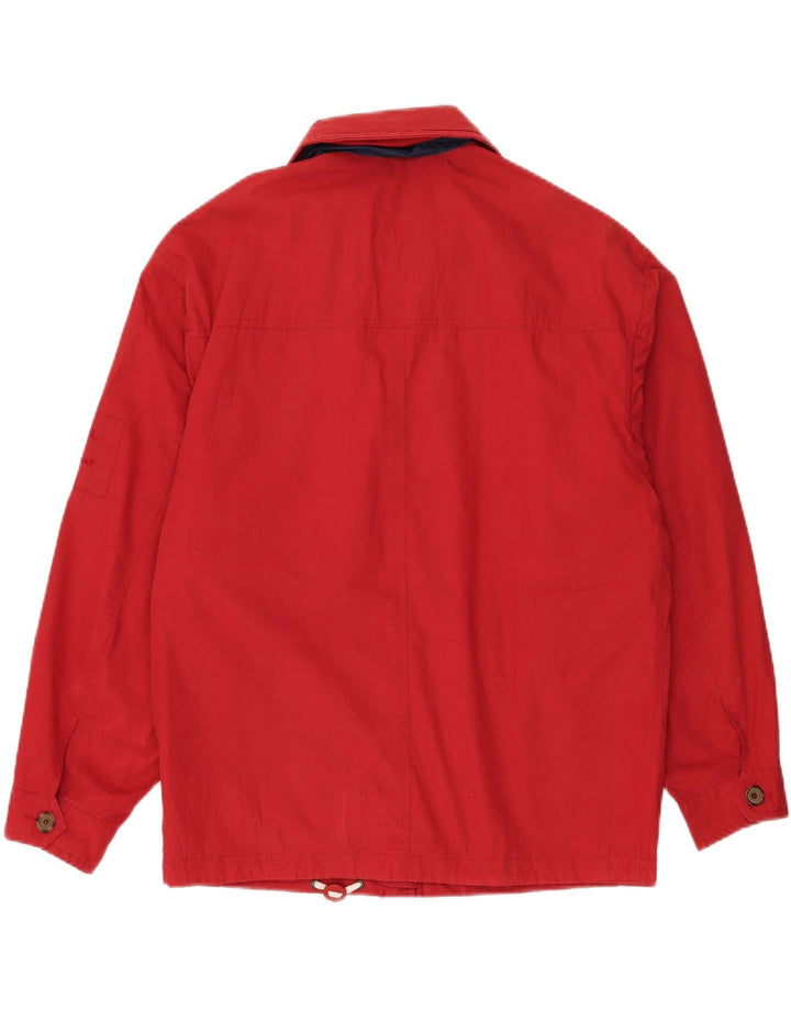 Vintage Herre Hooded Loose Fit Utility Jacket UK 36 Small Red Polyester