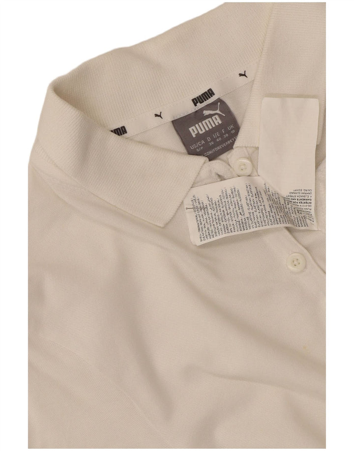 Puma Dame Polo Shirt UK 10 Small White Bomuld