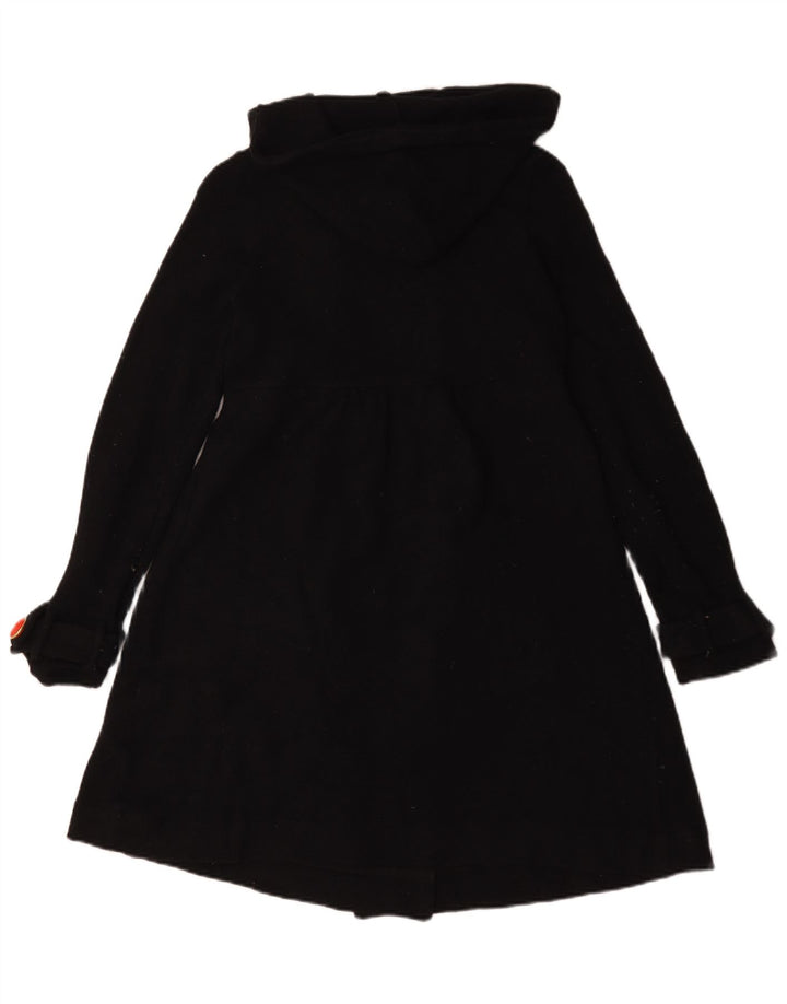 Zara Dame Hooded Double Breasted Coat UK 10 Small Black Wool