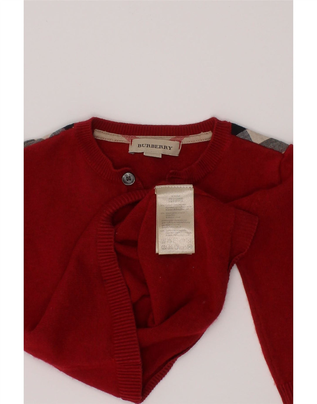 BURBERRY Baby Boys Button Neck sweater 9-12 måneder Rød Colourblock