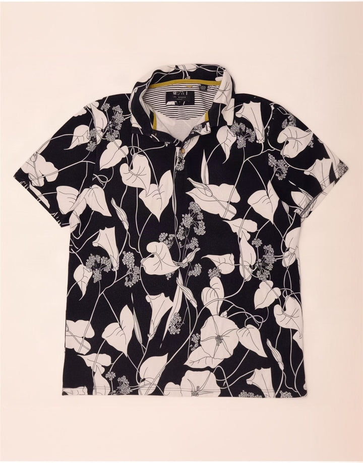 Ted Baker Mens Pullover Shirt Size 5 XL Navy Blue Floral Viscose