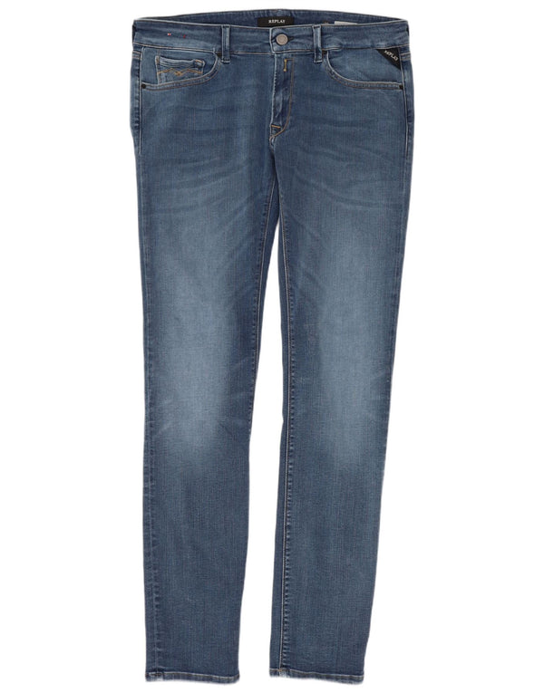 Replay Womens Low Waist Skinny Jeans W30 L32 Blue Cotton