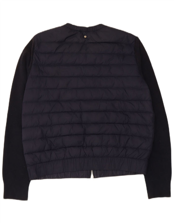 Massimo Dutti Dame Polstret Jakke UK 14 Medium Navy Blue Nylon