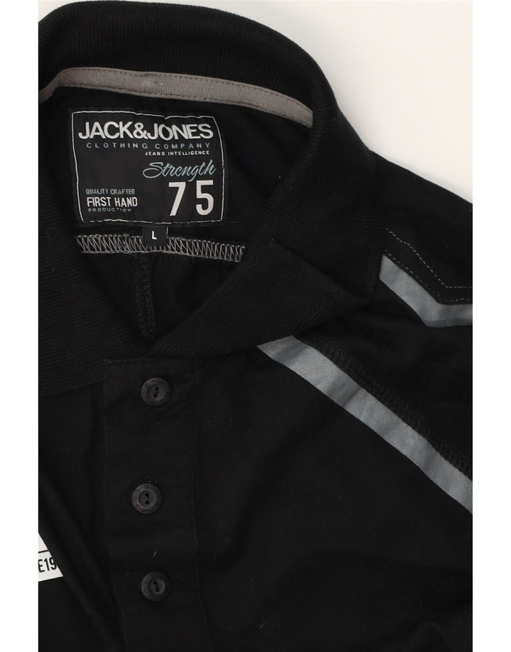 JACK & JONES Poloshirt til mænd Stor Sort Geometrisk