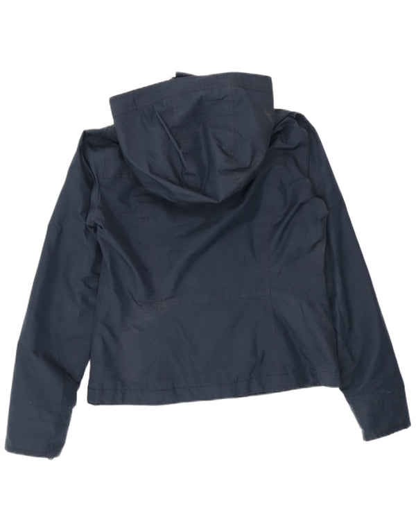 Hollister Dame Hooded Bomber Jacket UK 10 Small Navy Blue Polyester