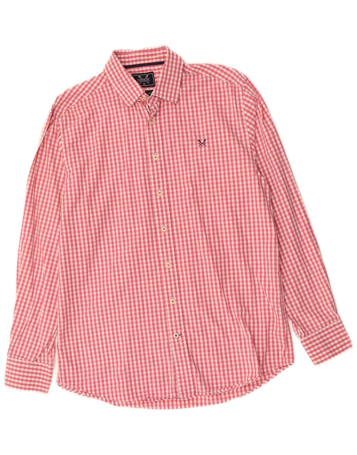 CREW CLOTHING Mens Classic Fit Shirt Medium Pink Gingham Cotton