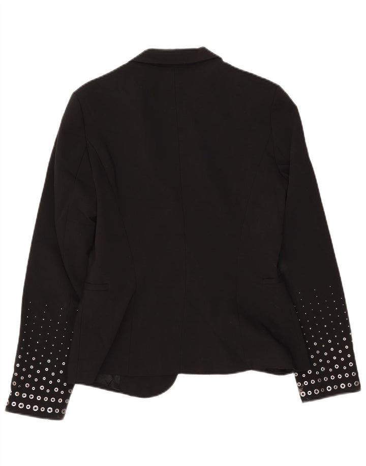 ZARA Dame 1-knaps blazerjakke UK 12 Medium Sort Polyester