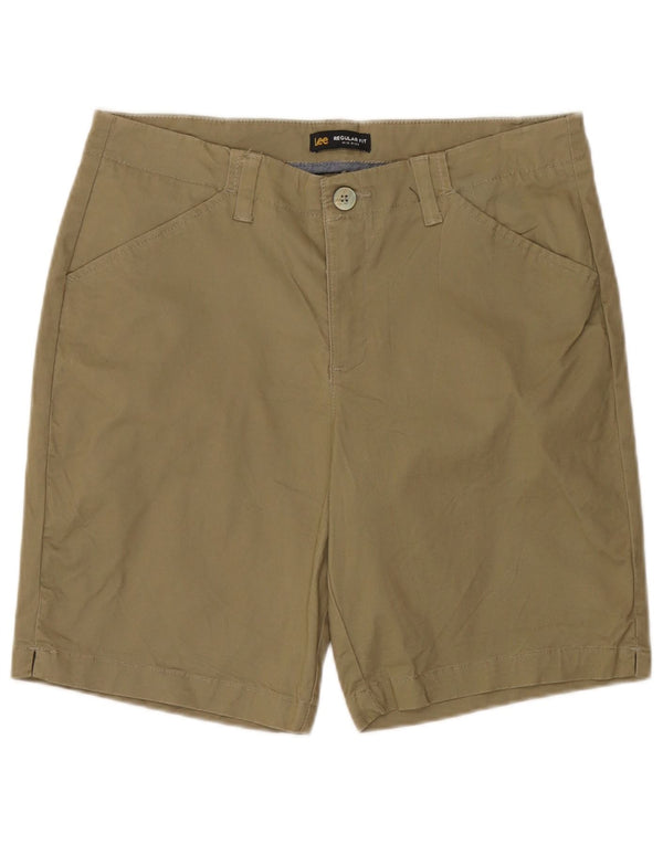 Lee Womens Mid Rise Chino Shorts US 12 Large W34 Green Cotton