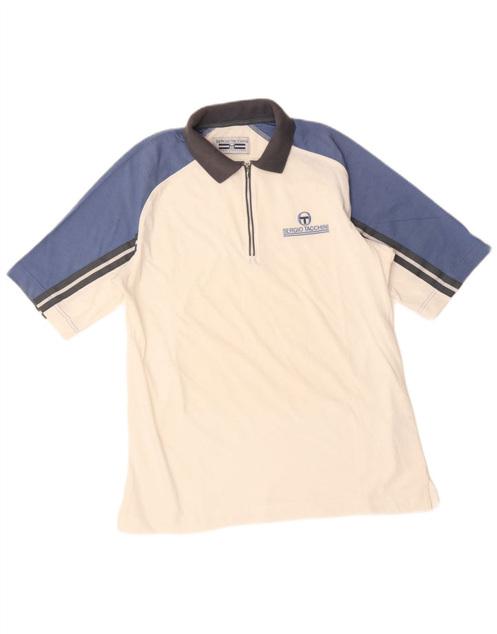 SERGIO TACCHINI Poloshirt til mænd Medium White Colourblock Bomuld