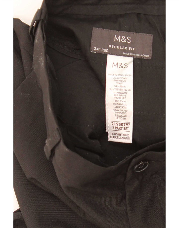 Marks & Spencer Herre Lige Regular Fit Chinobukser W34 L31 Sort
