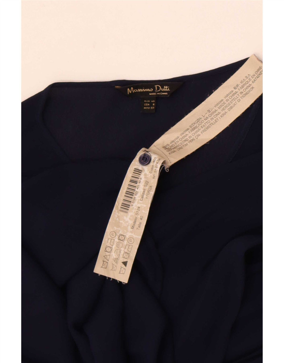 Massimo Dutti Dame Shirt Bluse EU 40 Medium Navy Blue Viscose