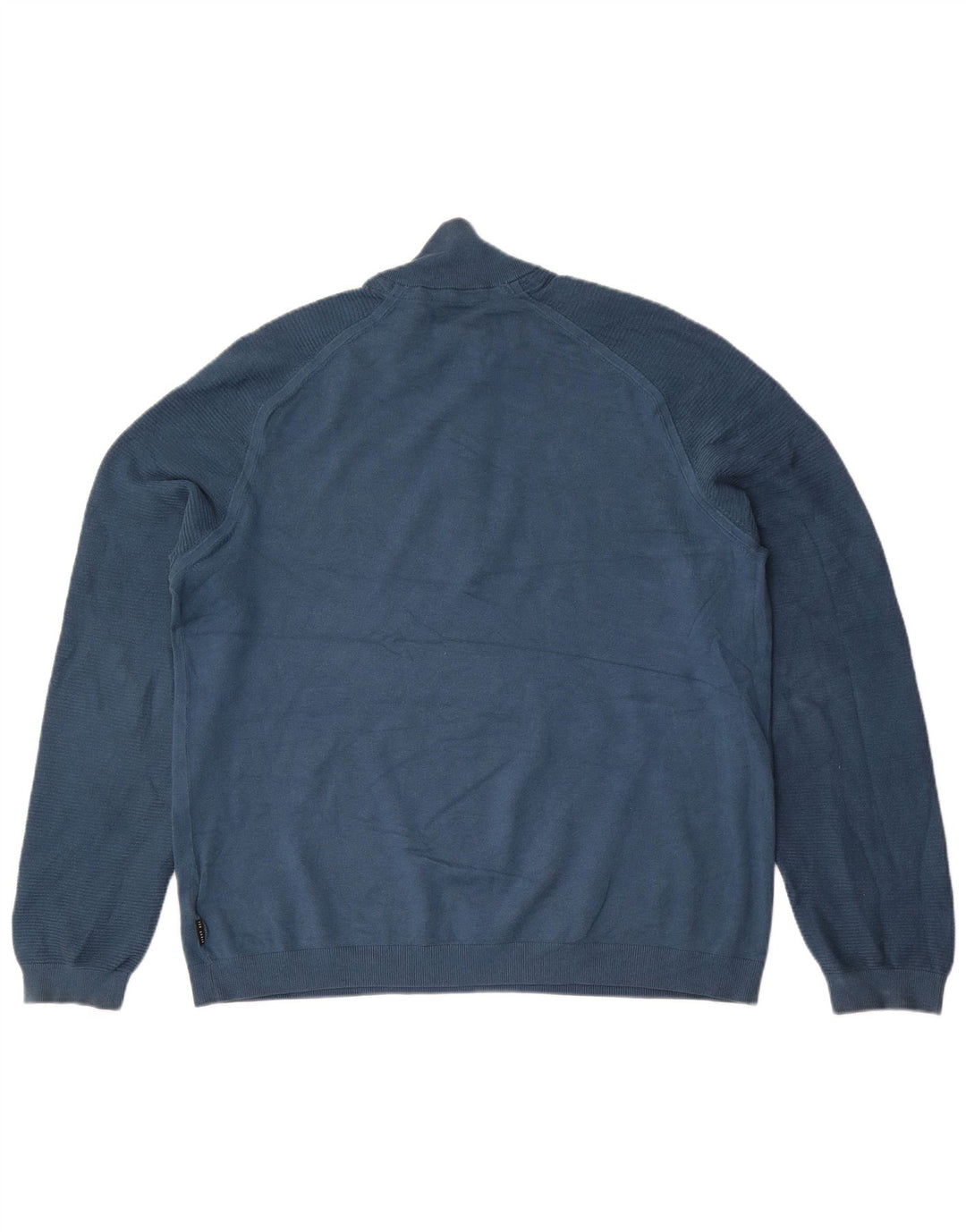 Ted Baker Herre Zip Neck Jumper Sweater Størrelse 6 2XL Blå Viscose