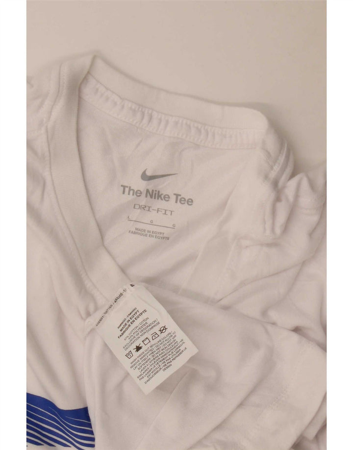 Nike Herre Dri Fit Grafisk T-Shirt Top Stor Hvid Bomuld