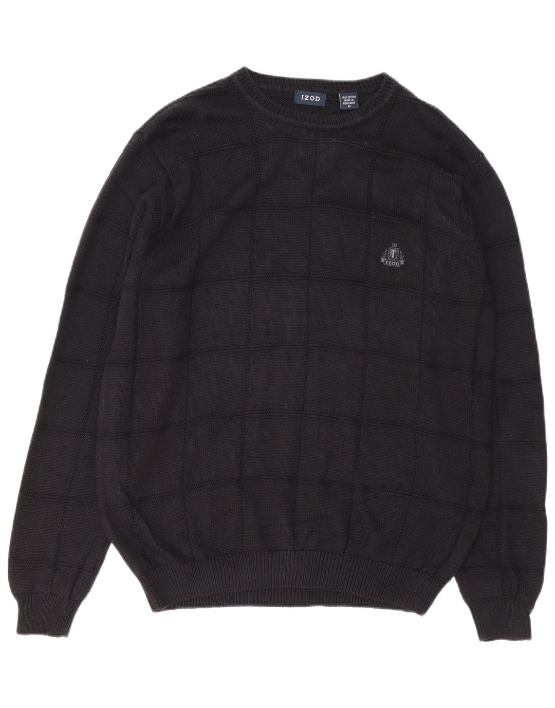 IZOD Herre sweater med rund hals, medium sort bomuld