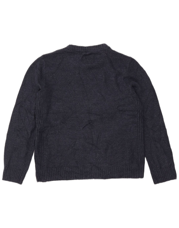 FAT FACE Dame Oversized Crew Neck Jumper Sweater UK 10 Small Navy Blue