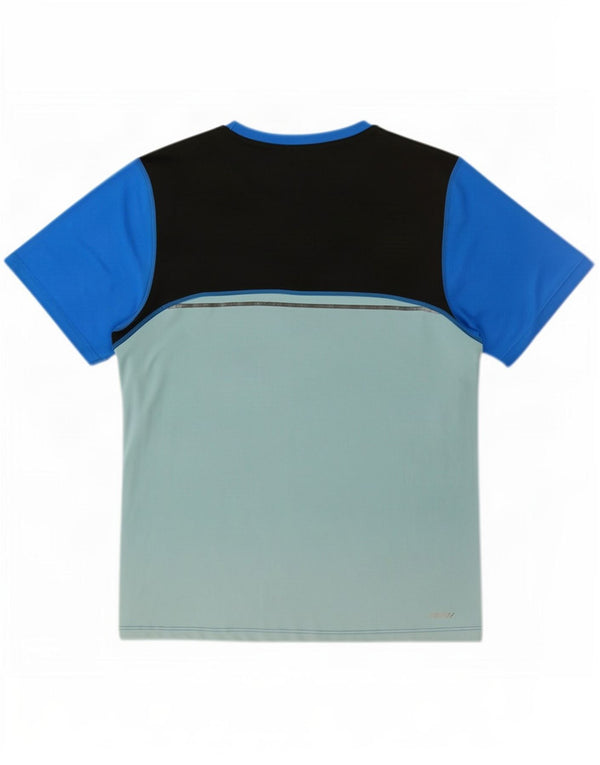 New Balance Womens T-Shirt Top UK 16 Large Blue Colourblock Polyester