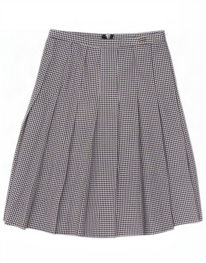 Vintage kvindekniv plisseret nederdel Medium W28 Black Houndstooth