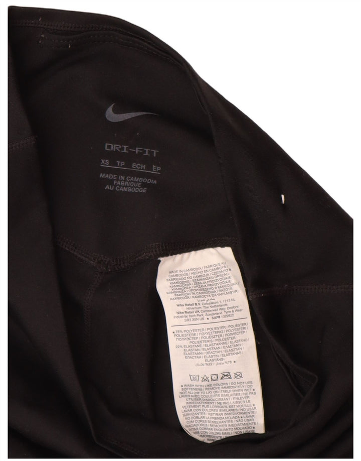 NIKE Dame Dri Fit Capri Leggings UK 4 XS sort polyester