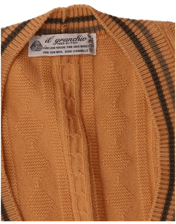 IL GRANCHIO Herre Cardigan Sweater Stor Gul Virgin Wool Classic