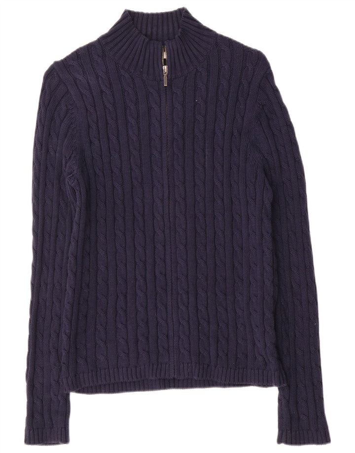 L.L.Bean Dame Cardigan Sweater UK 14 Medium Navyblå Bomuld