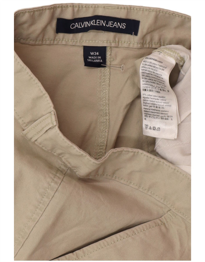 Calvin Klein Herre Chino Shorts W34 Stor Beige Bomuld
