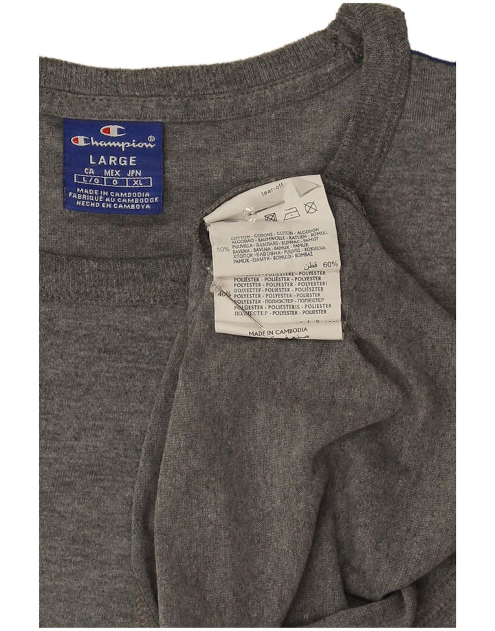 Champion Herre Grafisk T-Shirt Top Stor Grå Colourblock Bomuld