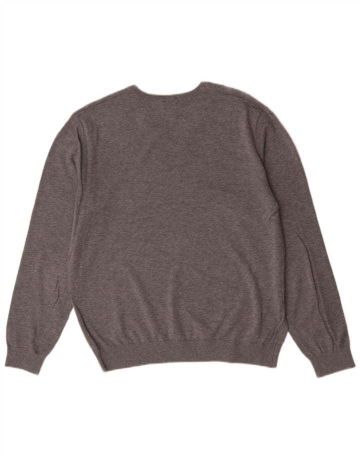 Boggi Herre Milano V-hals sweater Medium Grå Flecked Bomuld