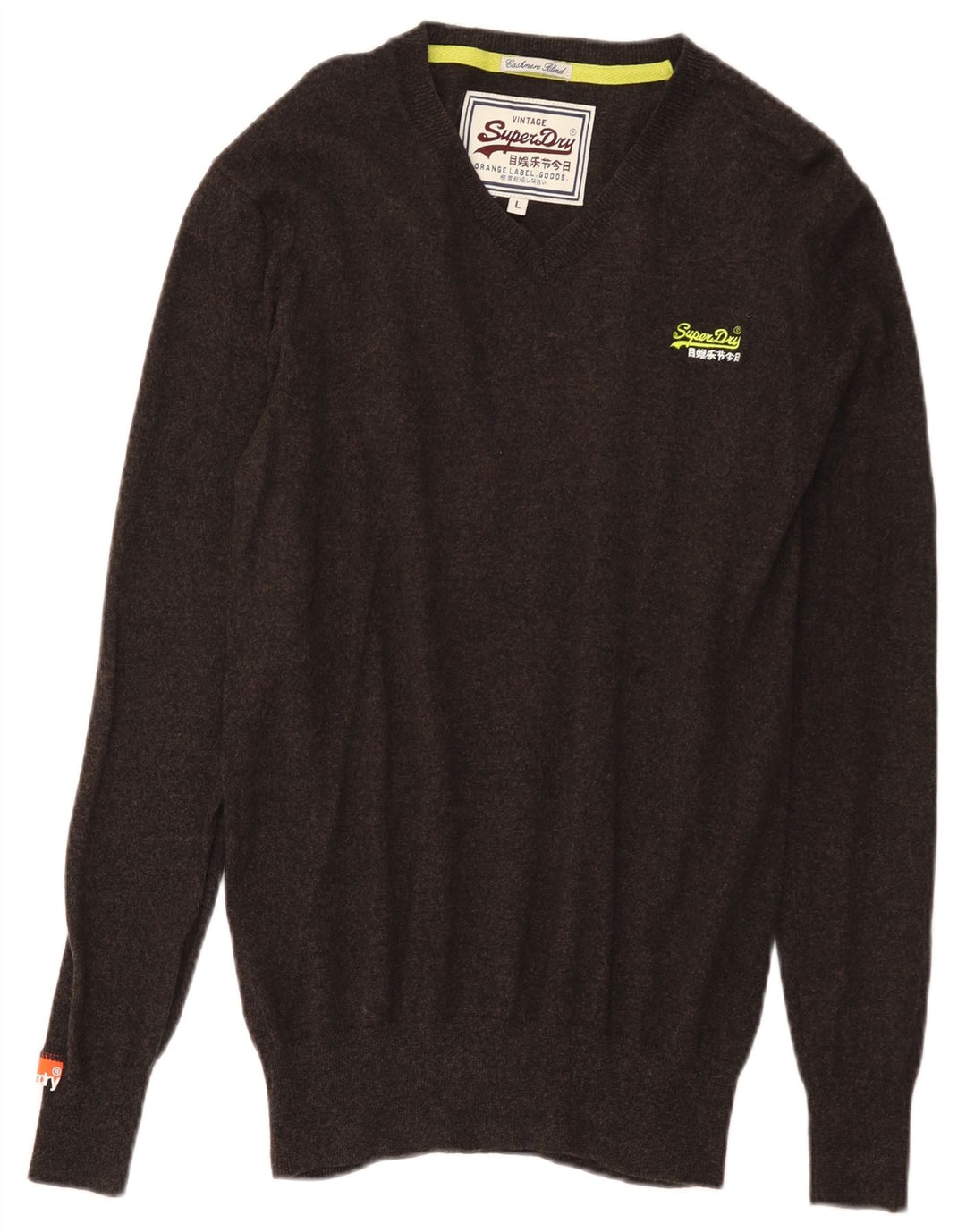 Superdry Herre V-hals sweater Stor brun bomuld