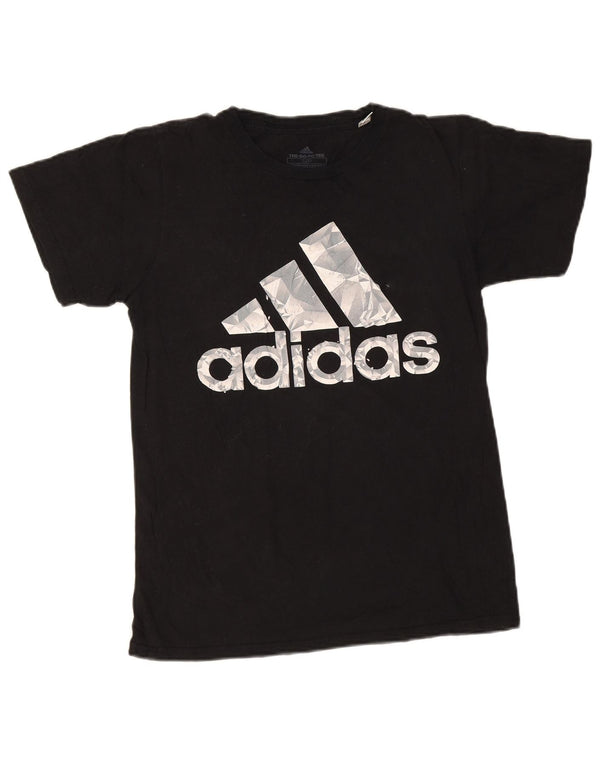Adidas Dame Grafisk T-Shirt Top UK 10 Lille Sort