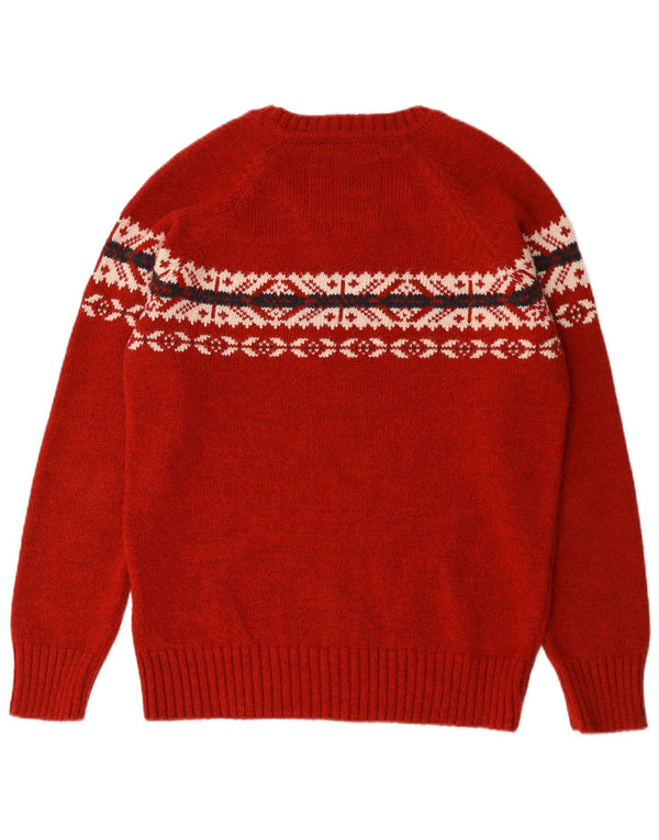 Superdry Herre Boat Neck Jumper Sweater XL Red Fair Isle Akryl
