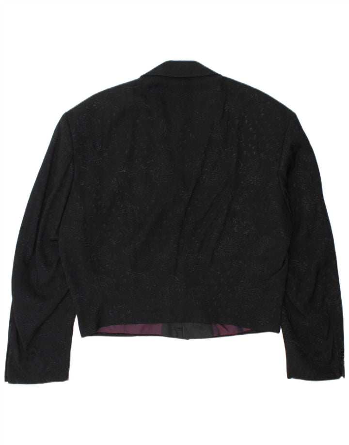Wilvorst Herre 2 Button Blazer Jacket UK 40 Large Black Paisley Viscose