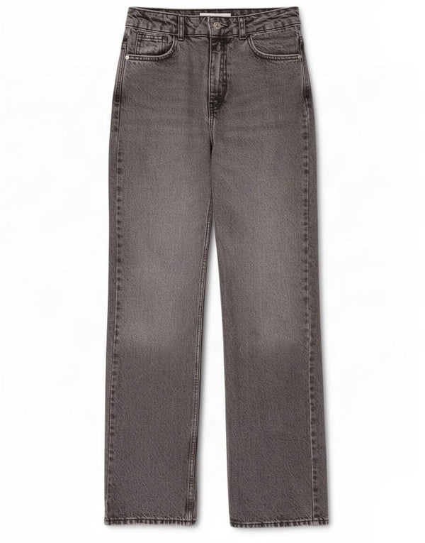 Zara Womens High Waist Jeans EU 36 XS W26 L32 Grey Cotton