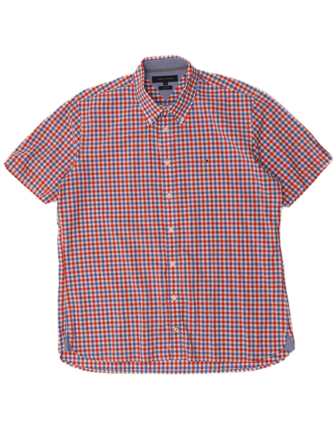 Tommy Hilfiger Kortærmet Herre Custom Fit skjorte XL Rød Gingham