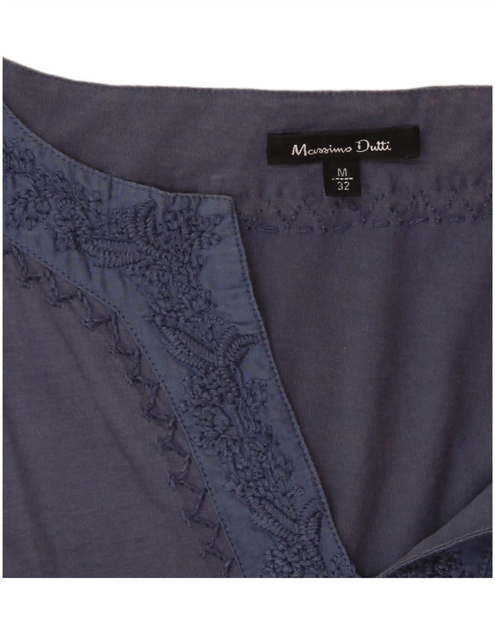 Massimo Dutti Dame Langærmet Bluse Top UK 14 Medium Blue Bomuld
