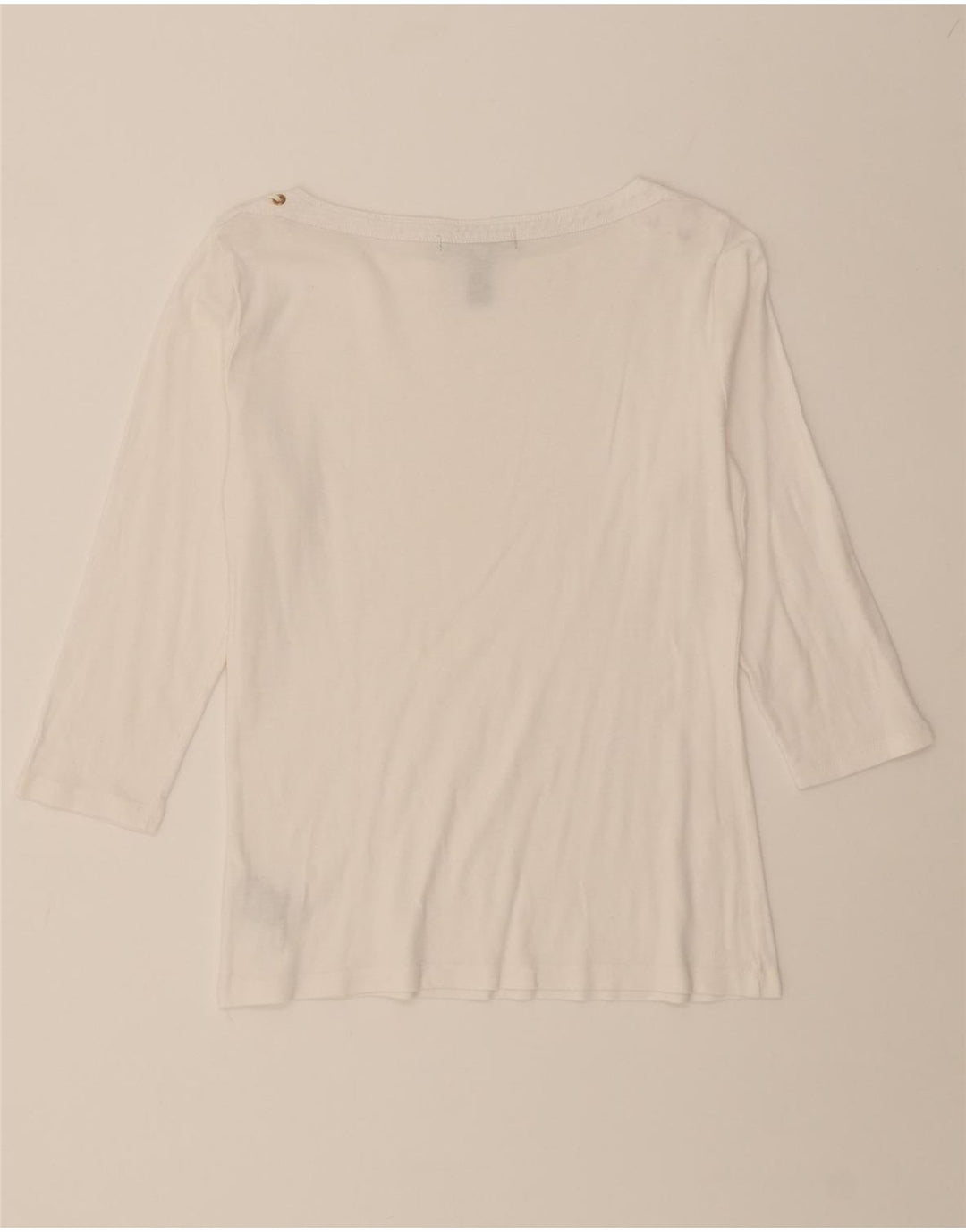 RALPH LAUREN Womens Top 3/4 Sleeve UK 12 Medium White Cotton Vintage Ralph Lauren and Second-Hand Ralph Lauren from Messina Hembry 